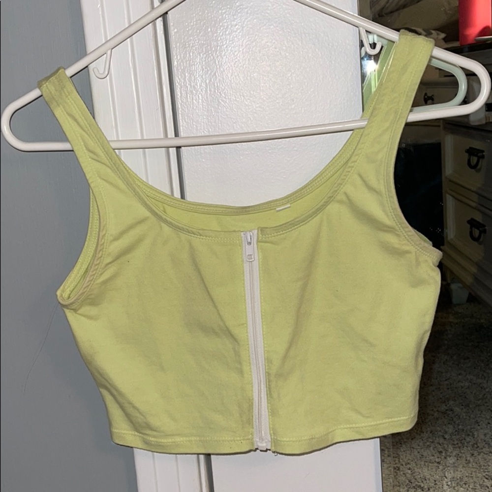 green tank top